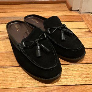 NEW - Talbots Size 8.5 Women's Black Suede Mules with Tassels